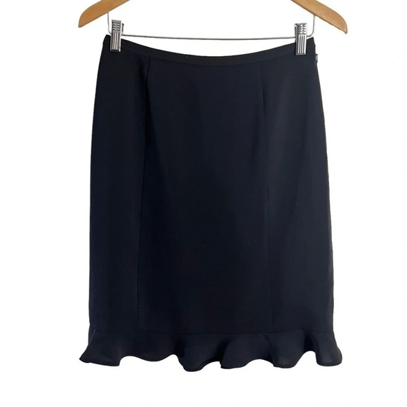 Charter Club Black Skirt Size 6 Ruffle Hem Knee Length Plain Career Professional - Picture 1 of 7